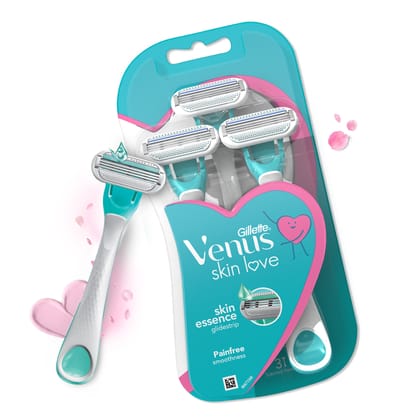 Gillette Women's Venus Skin Love with Skin Essence Razor for Hair Removal - Green, Pack of 3