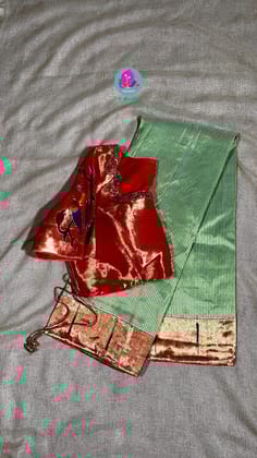 Pure Paithani Pattu saree with pure Hand worked Paithani blouse-2XS