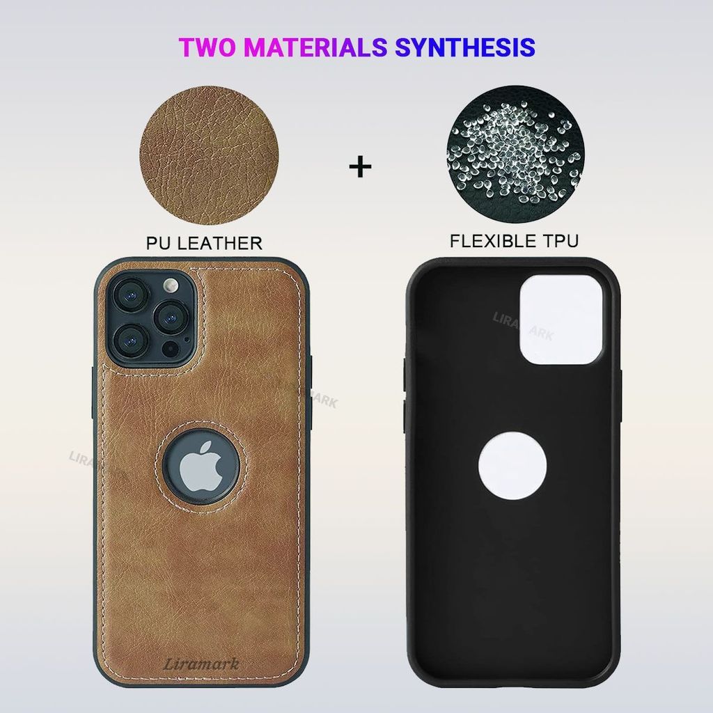 LIRAMARK PU Leather Flexible Back Cover Case Designed for iPhone 12 Pro