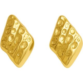 KIMTI 18k Gold Plated Rectangle Hammered Anti Tarnish Earring