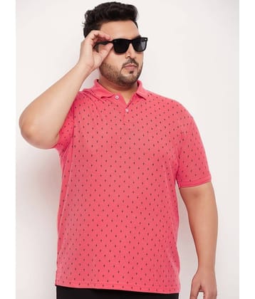 GET GOLF Pack of 1 Cotton Blend Regular Fit Printed Half Sleeves Men's Polo T Shirt ( Coral )