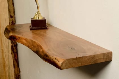 Handcrafted Live Edge Wooden Shelf  Rustic Floating Wall Shelf (Size 24x7.5x1.75)