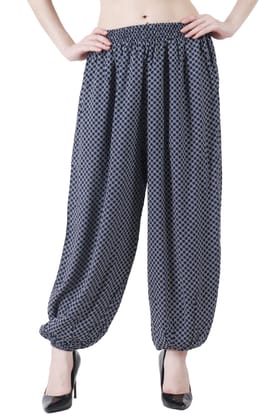 Blue Dots Printed Harem Pants-L / Blue