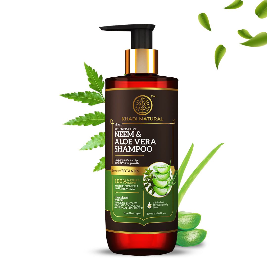 Khadi Natural Neem & Aloe Vera Hair Cleanser - Paraben, Silicones, Sulphate, Color, Salt & Artificial Fragrance Free - 310ml
