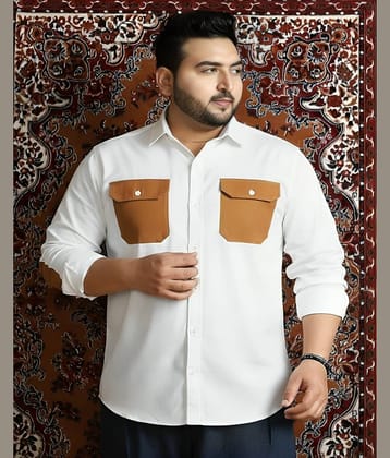 PLUS PARADISE Cotton Blend Regular Fit Solids Full Sleeves Men's Casual Shirt - White ( Pack of 1 )