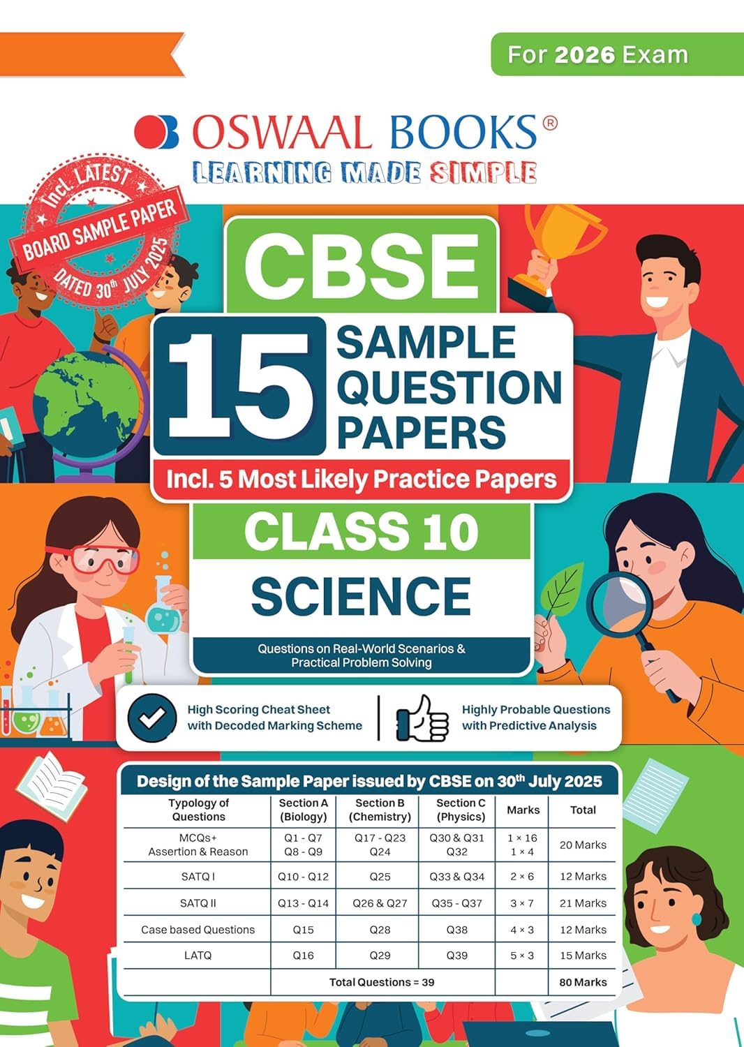 Oswaal CBSE 15 Sample Question Paper Science Class 10 for 2026 Board Examination recommended by CBSE SOLVED PAPERS WITH highly recommended pattern [Paperback] oswaal