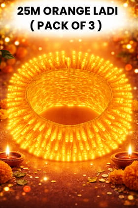 SPARKWORLD 21 Meter Orange LED Rice Lights (Pack of 3) | Decorative Ladi for Festivals, Balcony, Garden, Wedding & Parties
