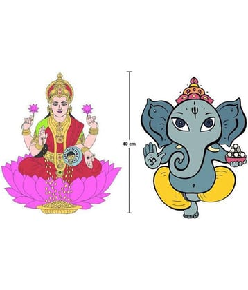 Asmi Collection Goddess Lakshmi and God Ganesha Religious & Inspirational Sticker ( 40 x 35 cms )