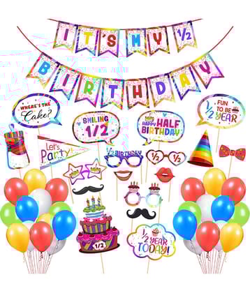 Zyozi  44 Pieces 6 Months Birthday Decorations its my Half Birthday Banner 6 Month Photo Booth 1/2 Half Year Birthday Props Balloons for Girl Boy Baby Shower Multi Colour