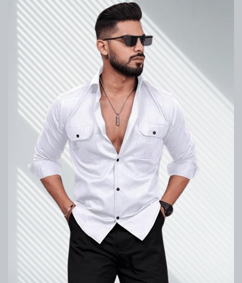 CRESALE Cotton Blend Regular Fit Solids Full Sleeves Men's Casual Shirt - Black ( Pack of 1 )