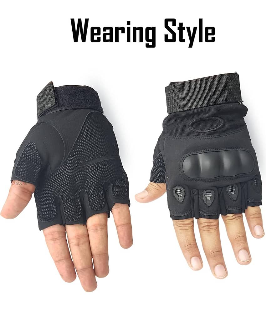 Gjshop Black Nylon Men's Fingerless Gloves ( Pack of 1 )