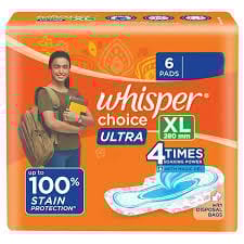 Whisper Choice Sanitary Napkins - Ultra With Wings Xl 6 PIECE Whisper Choice Sanitary Napkins - Ultra With Wings Xl 6 PIECE