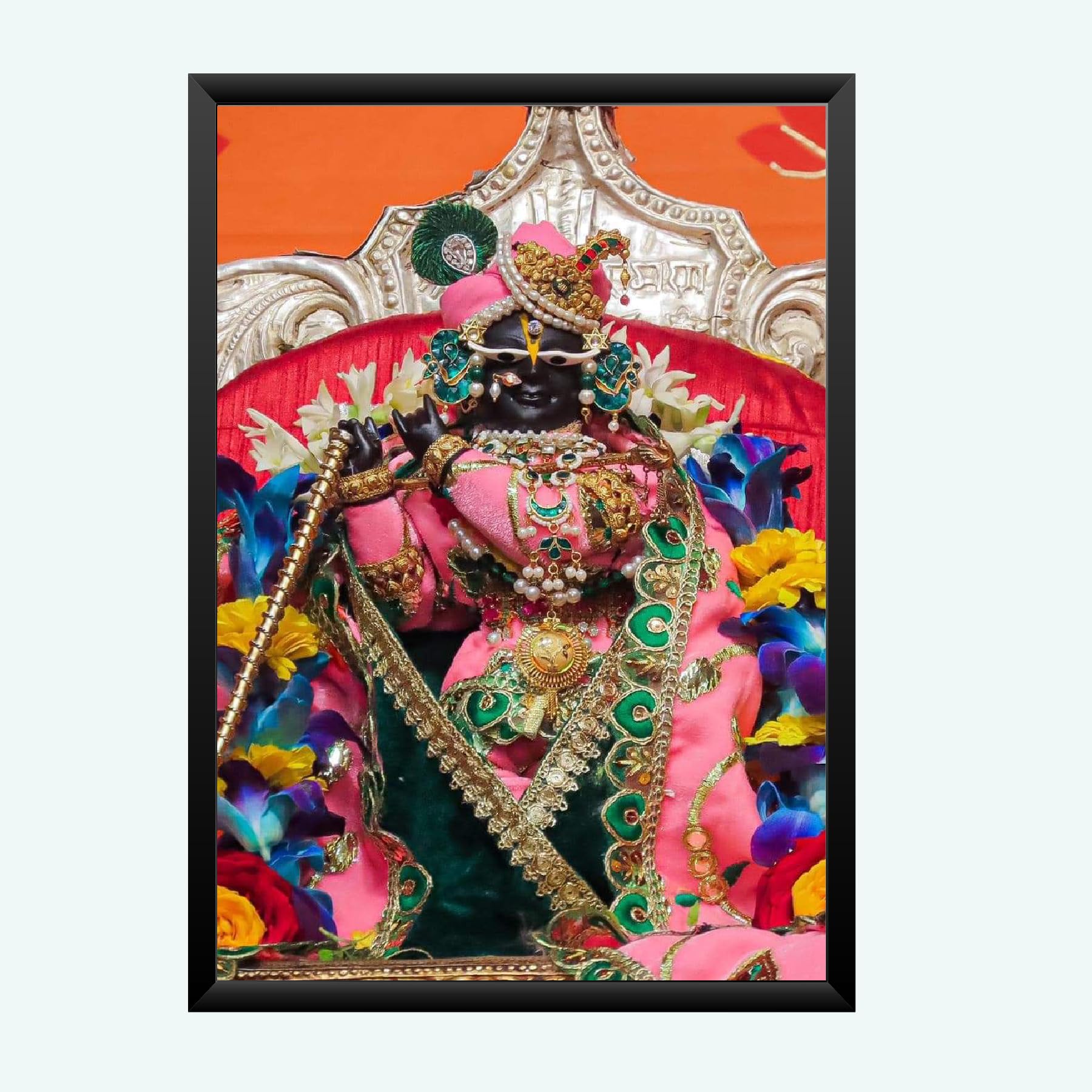 NOKKES Radha Raman ji Vrindavan Radha Raman Thakur Ji Black Photo Frames Religious Photo frame 5X7 Inch Photo Frame_QWW106