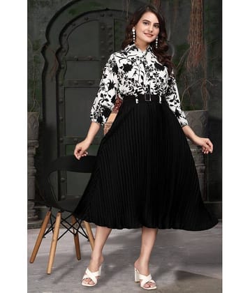 Hemang Fashion Women Crepe Printed Fit & Flare Dress ( Black )