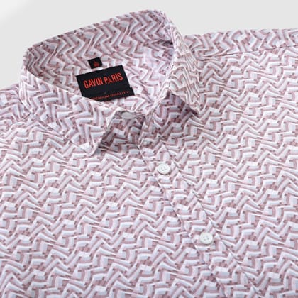 Mauve Maze Print Men's Slim Fit Full Sleeve Shirt (GP294)-M-38 / Full Sleeve