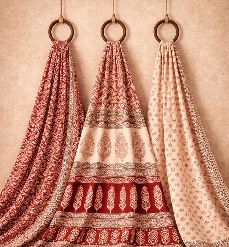 Hand Block Printed Bagh Cotton Suit – 3 Piece Unstitched