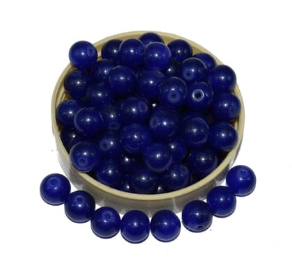 Blue Round Painted Glass Beads For Jewelry Making , (10 MM) ,BWGB-263-1 String in 80 Pieces / 10 MM