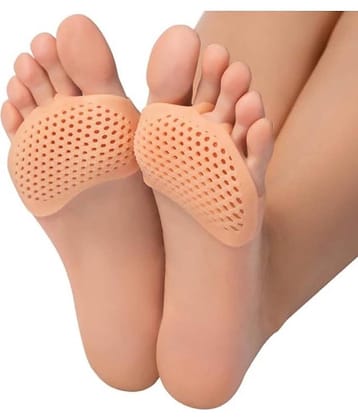 Dust N Shine Silicone Gel Half Toe Sleeve Anti-Skid Forefoot Soft Pads for Pain Relief heel front socks (1 pair)