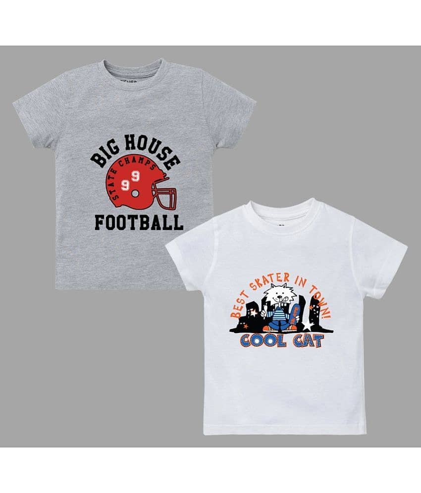 ETCHED DESIGN Pack of 1 Boys Cotton T-Shirt ( Multi Color )