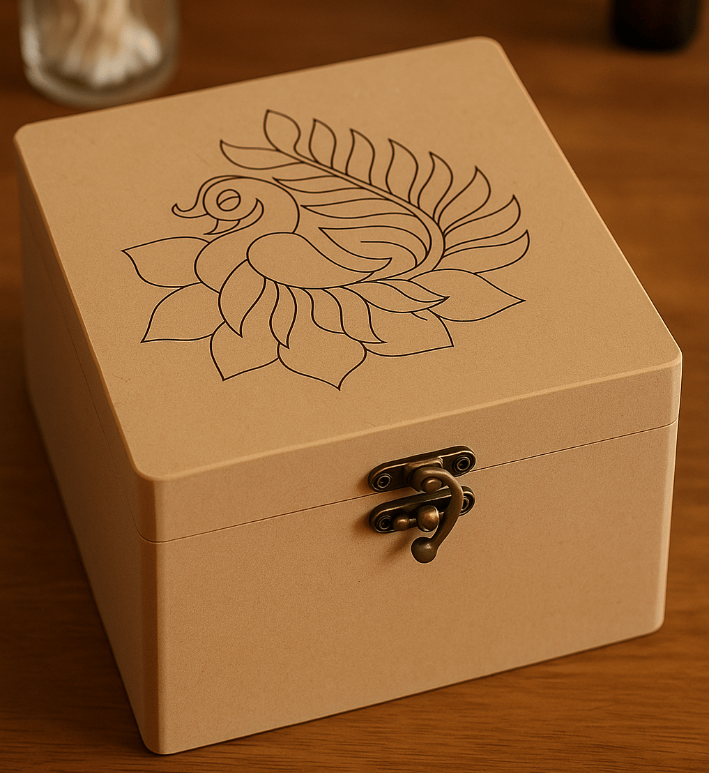 Dbeautify's DIY Peacock Engraved MDF Lock Box