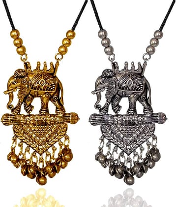 YouBella Jewellery Sets for Women Afghani Boho Bahubali Necklace Jewellery for Girls/Wome (Silver) (Combo)