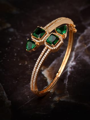 Gold plated Green AD studded handcrafted stylish Bracelet for Women & Girls Gold plated Green AD studded handcrafted stylish Bracelet for Women & Girls
