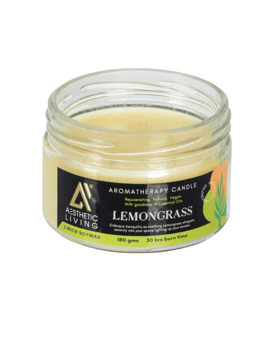 Aesthetic Living 3- Wick Lemongrass Candle, 180 gm