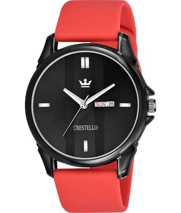 Crestello - Red Silicon Analog Men's Watch