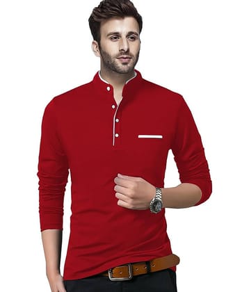 Alexender Cotton Blend Regular Fit Solid Full Sleeves Men's Henley T-Shirt - Red ( Pack of 1 )