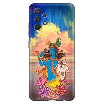 Lord Krishna Samsung A32 Premium Embossed Mobile cover