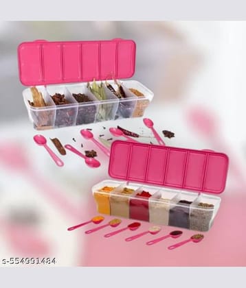 Weizny Plastic pink Spice Container ( Set of 2 )