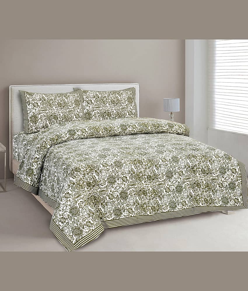 CLOTHORO Cotton 1 Double King Bedsheet with 2 Pillow Covers ( Multicolor )