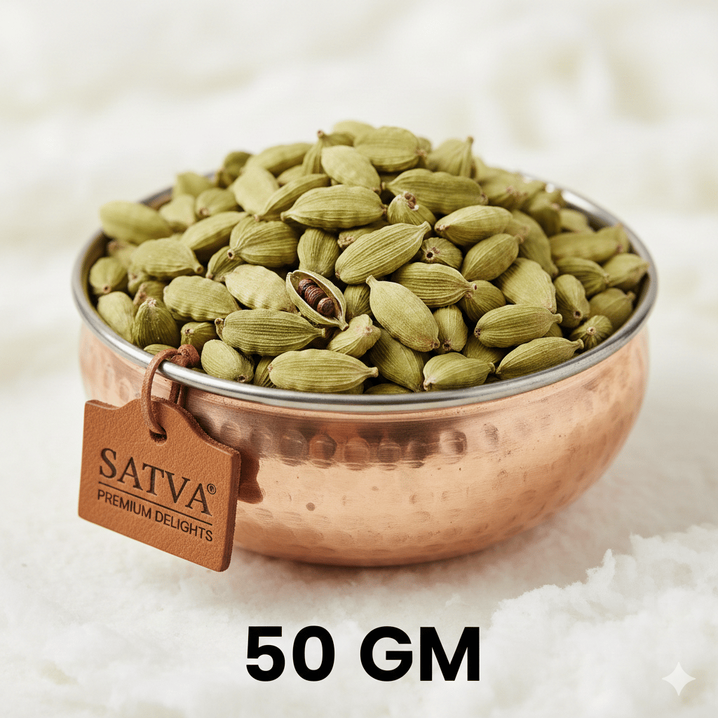 Satva Premium Delights Elaichi 50 g | Fresh Green Cardamom with Strong Aroma