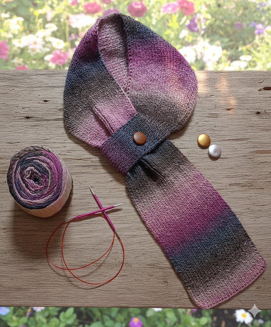 Sakha Crochet Gradient Scarf Purple Gray Pink