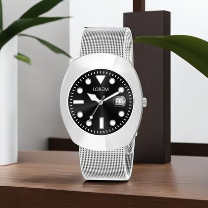 LOREM Silver Intermesh Stainless Steel Strap Analog Watch for Men LR141-UF
