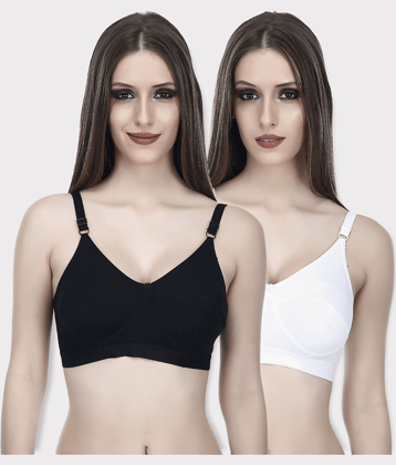Elina Pack of 2 Cotton Non Padded Women's Everyday Bra ( Multi Color )