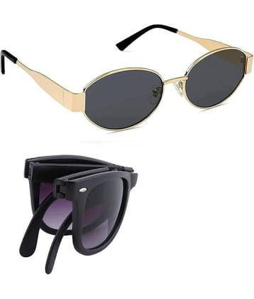 Elligator Cream Oval Sunglasses ( Pack of 2 )