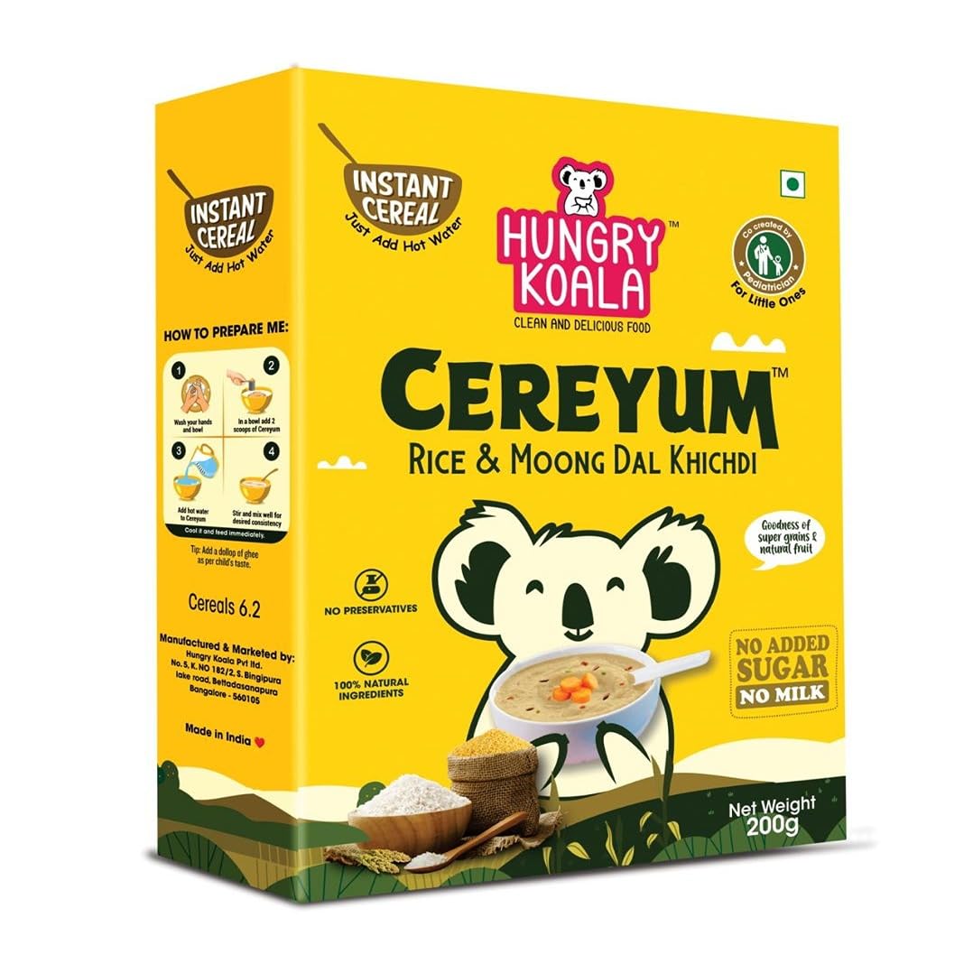 Hungry Koala Rice & Moong dal Khichdi, Instant Cereal |Travel Friendly | 200 Grams