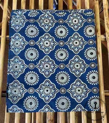 Ajrakh Cotton Fabric For Kurta-Blue