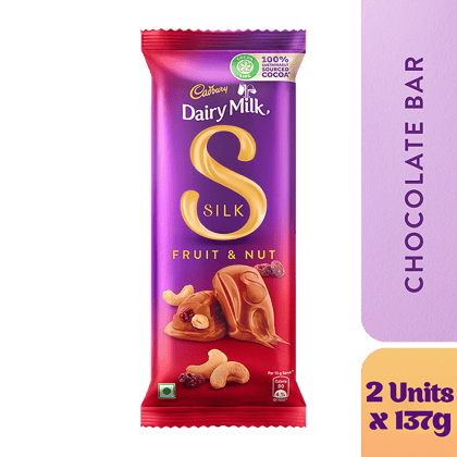 Cadbury Dairy Milk Silk Silk Fruit & Nut Chocolate Bar, 2x137 g Multipack