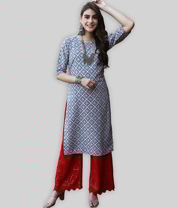7Threads Crepe Printed Straight Women's Kurti - Multicolor ( Pack of 1 )
