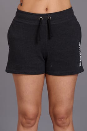 Sinner Printed Black Cotton Shorts for Women