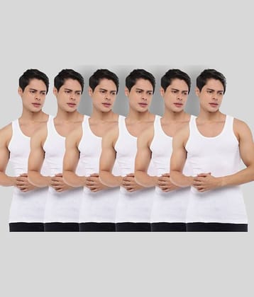 Dollar Bigboss Men's Black Pack of 6 Solid Combed Cotton Vest