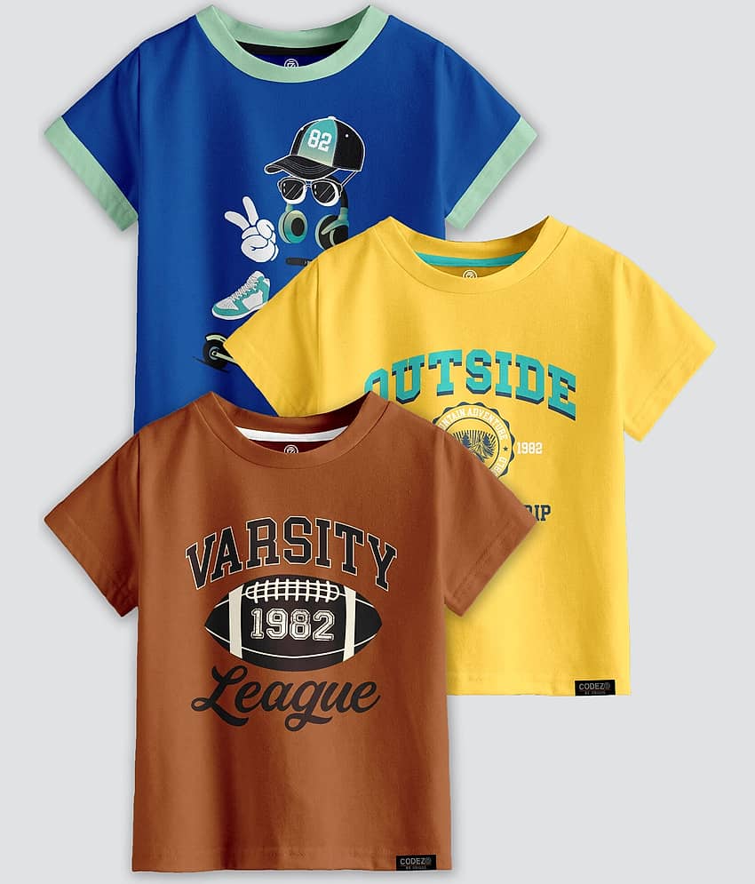 CODEZ Pack of 1 Boys Cotton Blend T-Shirt ( Multi Color )