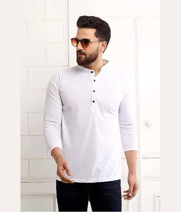 Alexender Cotton Blend Regular Fit Solid Full Sleeves Men's Mandarin Collar T-Shirt - White ( Pack of 1 )