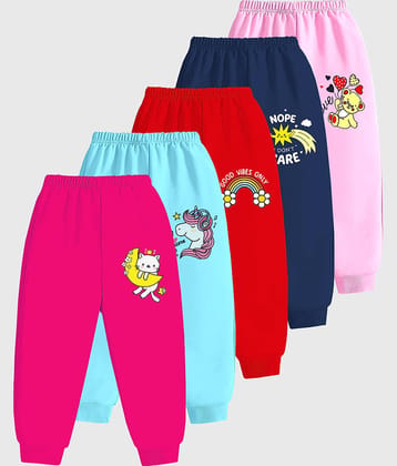 Kuchipoo Pack of 5 Girls Cotton Blend Trackpants ( Colors )