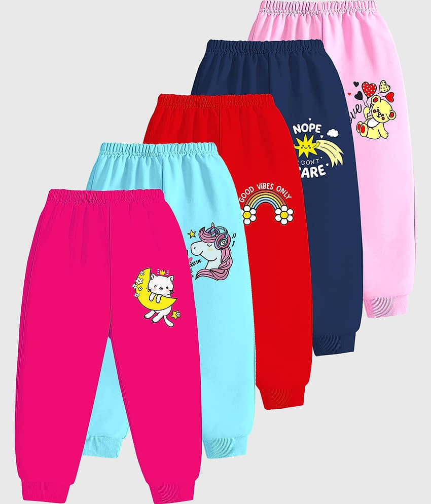 Kuchipoo Pack of 5 Girls Cotton Blend Trackpants ( Colors )