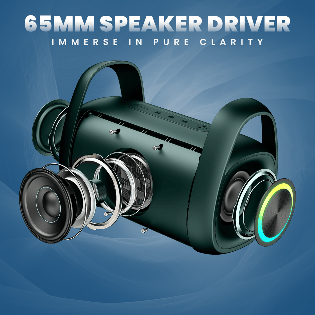 Cellecor CLB-90 STROM | 10 Hr Playtime | BT-v5.3 | 2600mAH | Water Resistant 10 W Bluetooth Speaker-green