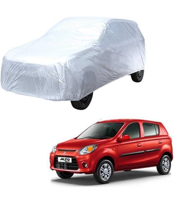 Autoretail Silver Color Dust Proof Car Body Polyster Cover Without Mirror Pocket Polyster For Maruti Suzuki Alto 800
