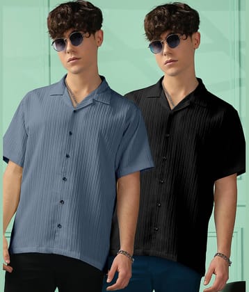 FOXTER Polyester Regular Fit Solids Half Sleeves Men's Casual Shirt - Turquoise ( Pack of 1 )